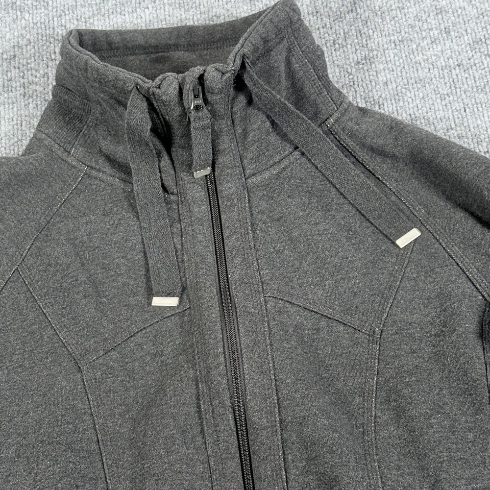 Mondetta Jacket Womens Medium Gray Full Zip Mock Neck Thumbholes Athleisure
